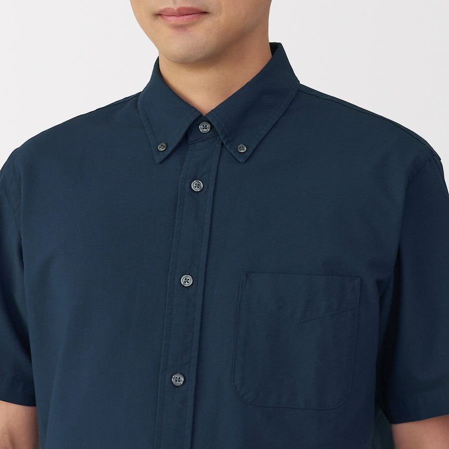M's Washed oxford button down S/Slv shirtWhiteXS