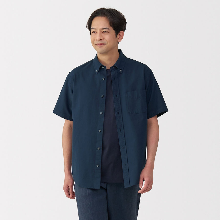 M's Washed oxford button down S/Slv shirtWhiteXS