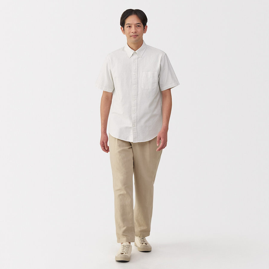 M's Washed oxford button down S/Slv shirtWhiteXS