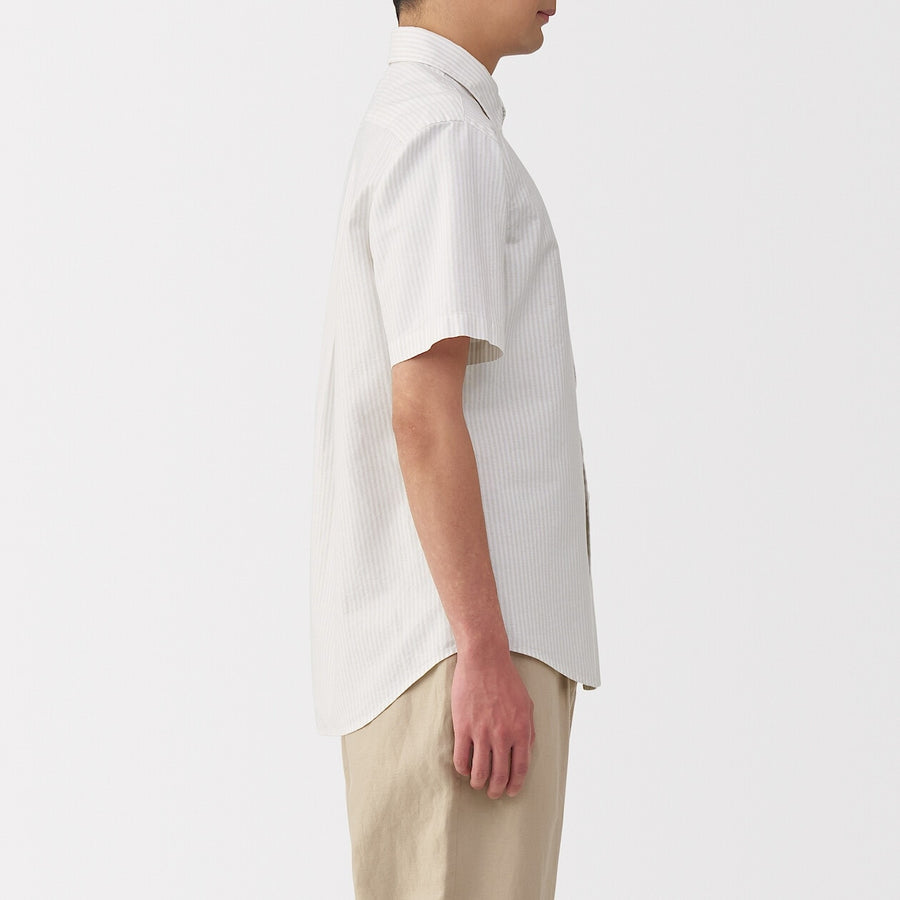M's Washed oxford button down S/Slv shirtWhiteXS
