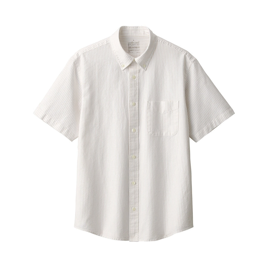M's Washed oxford button down S/Slv shirtWhiteXS