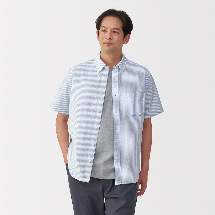 M's Washed oxford button down S/Slv shirtWhiteXS