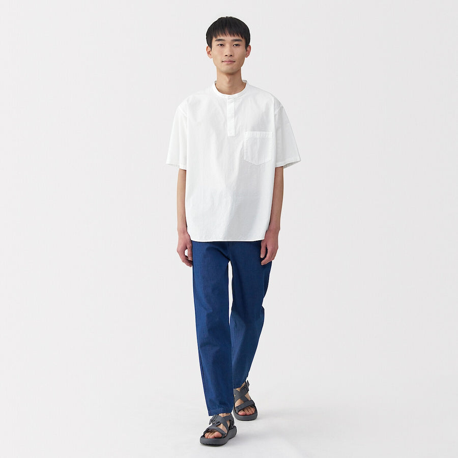 M's Cool touch woven henley neck S/S T-shirtWhiteXS