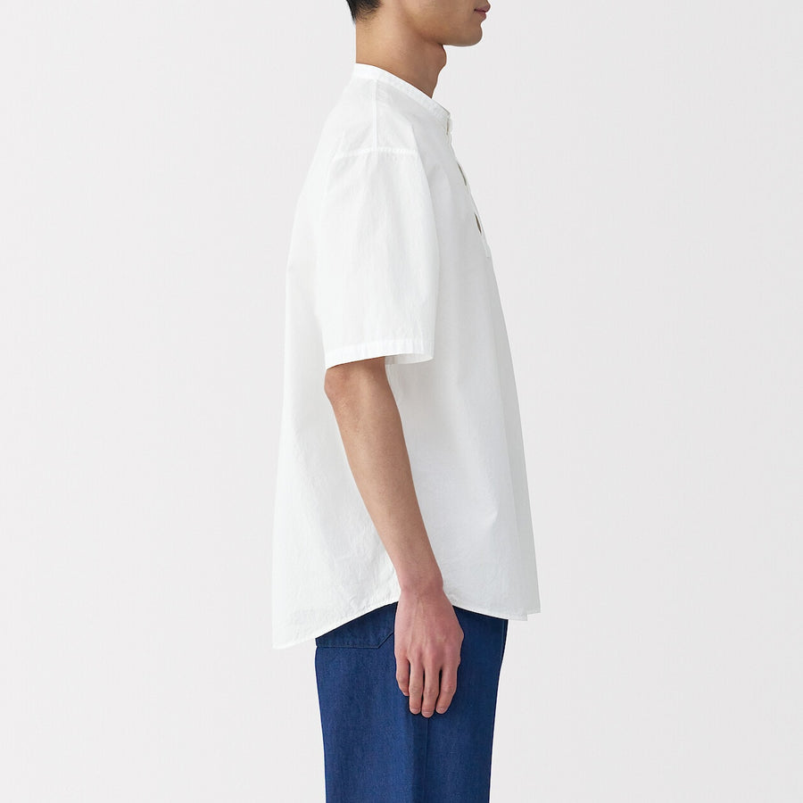 M's Cool touch woven henley neck S/S T-shirtWhiteXS