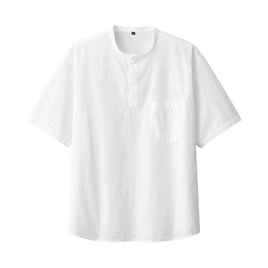 M's Cool touch woven henley neck S/S T-shirtWhiteXS