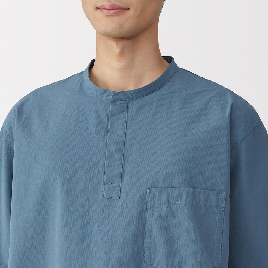 M's Cool touch woven henley neck S/S T-shirtWhiteXS
