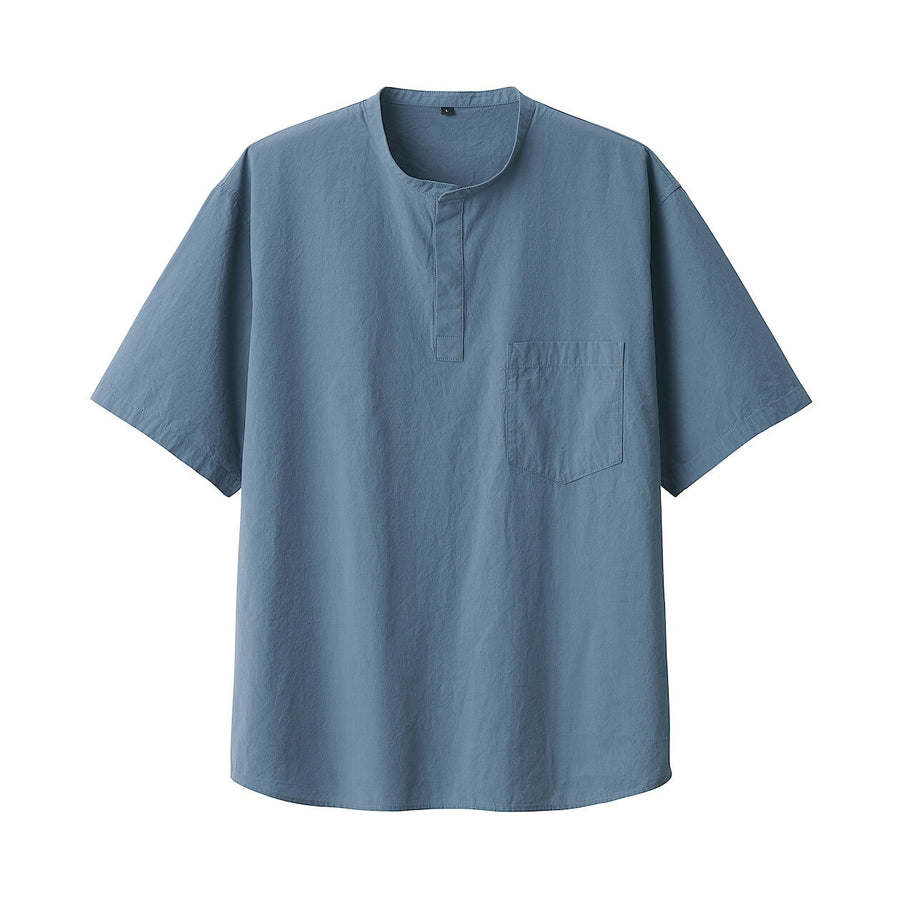 M's Cool touch woven henley neck S/S T-shirtWhiteXS