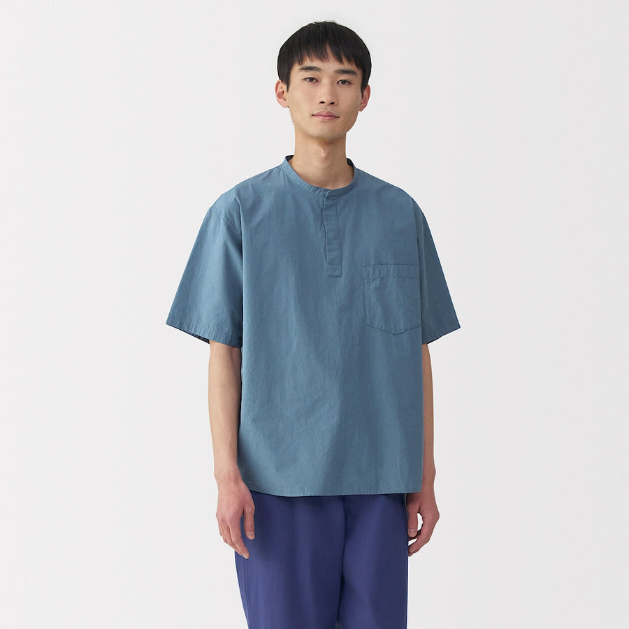 M's Cool touch woven henley neck S/S T-shirtWhiteXS