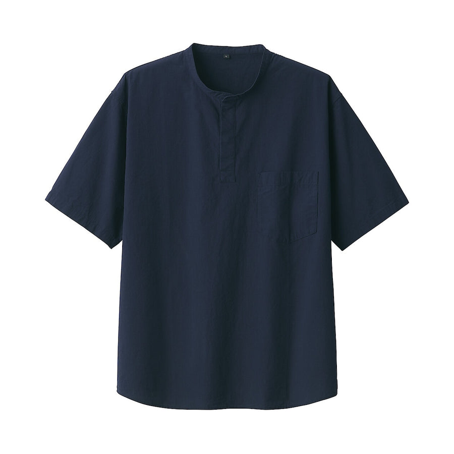 M's Cool touch woven henley neck S/S T-shirtWhiteXS
