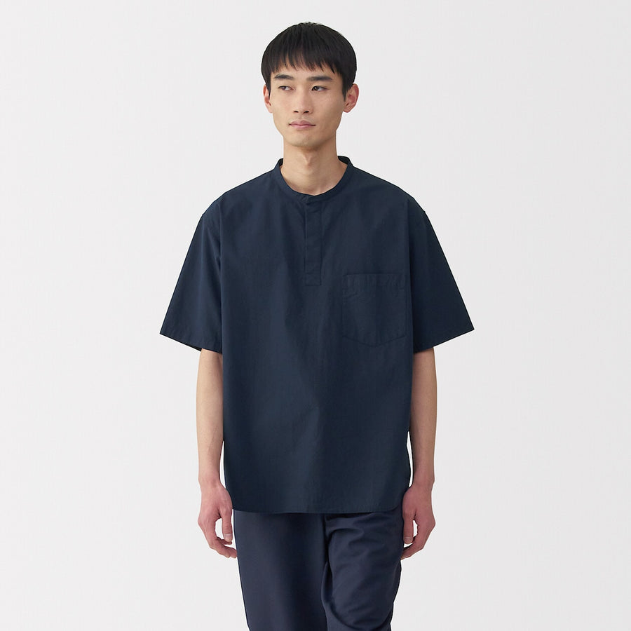 M's Cool touch woven henley neck S/S T-shirtWhiteXS