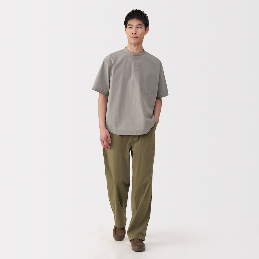 M's Cool touch woven henley neck S/S T-shirtWhiteXS
