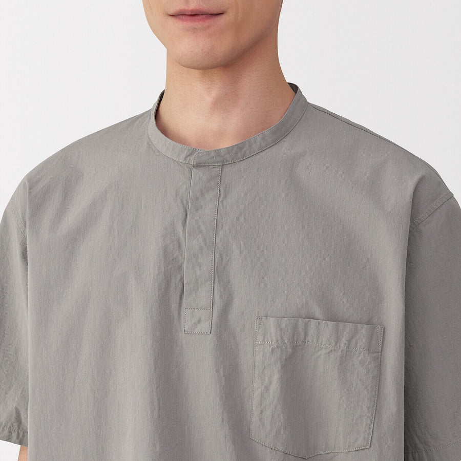 M's Cool touch woven henley neck S/S T-shirtWhiteXS