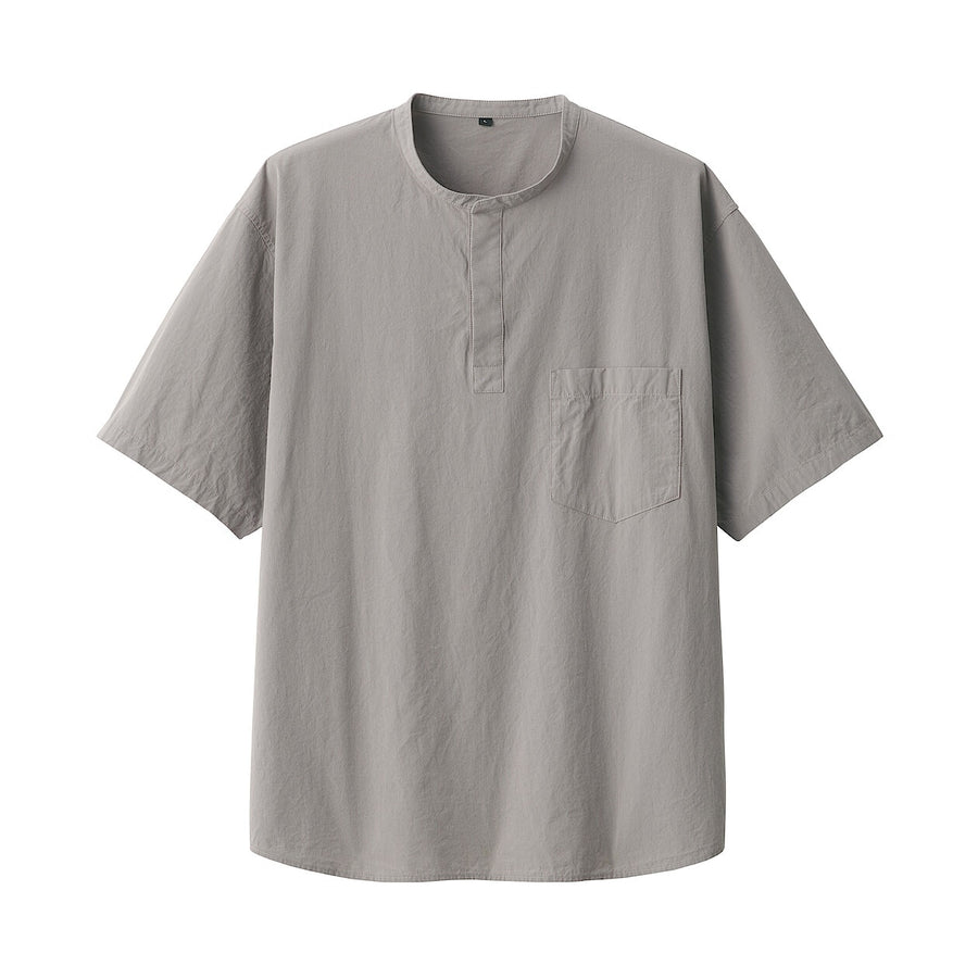 M's Cool touch woven henley neck S/S T-shirtWhiteXS