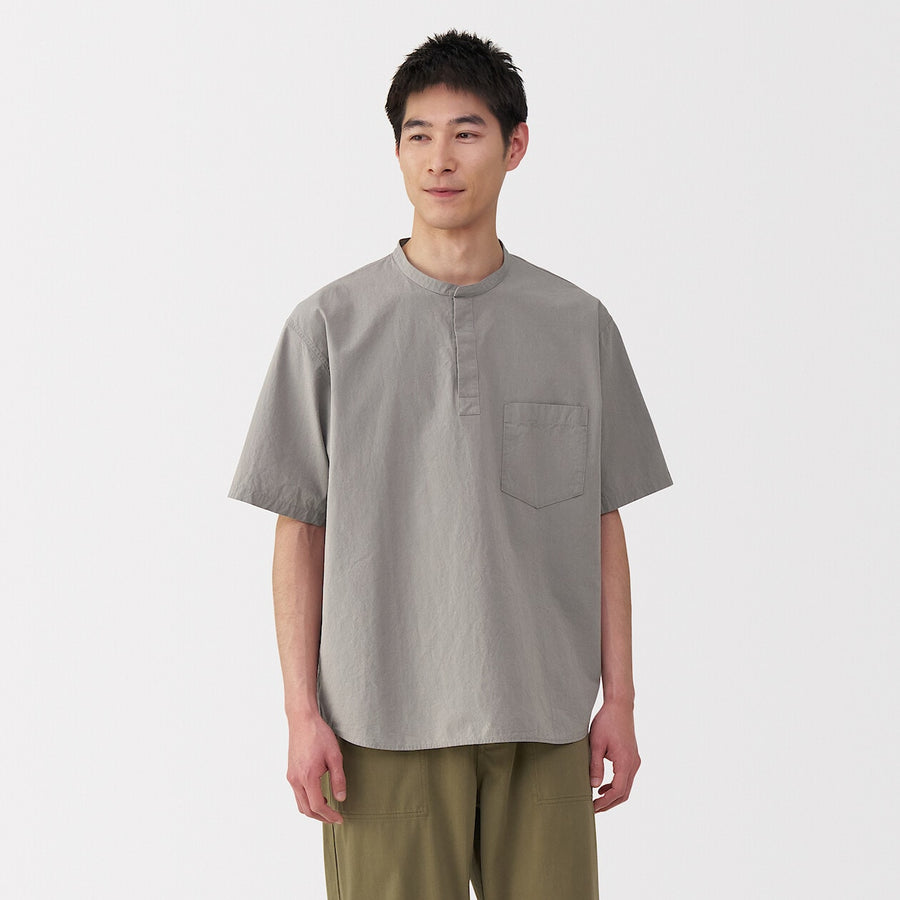 M's Cool touch woven henley neck S/S T-shirtWhiteXS