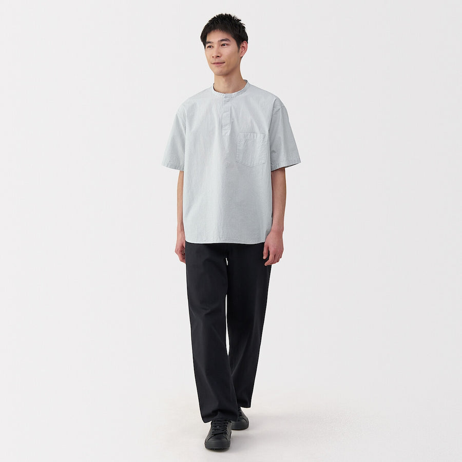 M's Cool touch woven henley neck S/S T-shirtWhiteXS