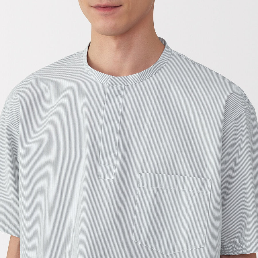 M's Cool touch woven henley neck S/S T-shirtWhiteXS