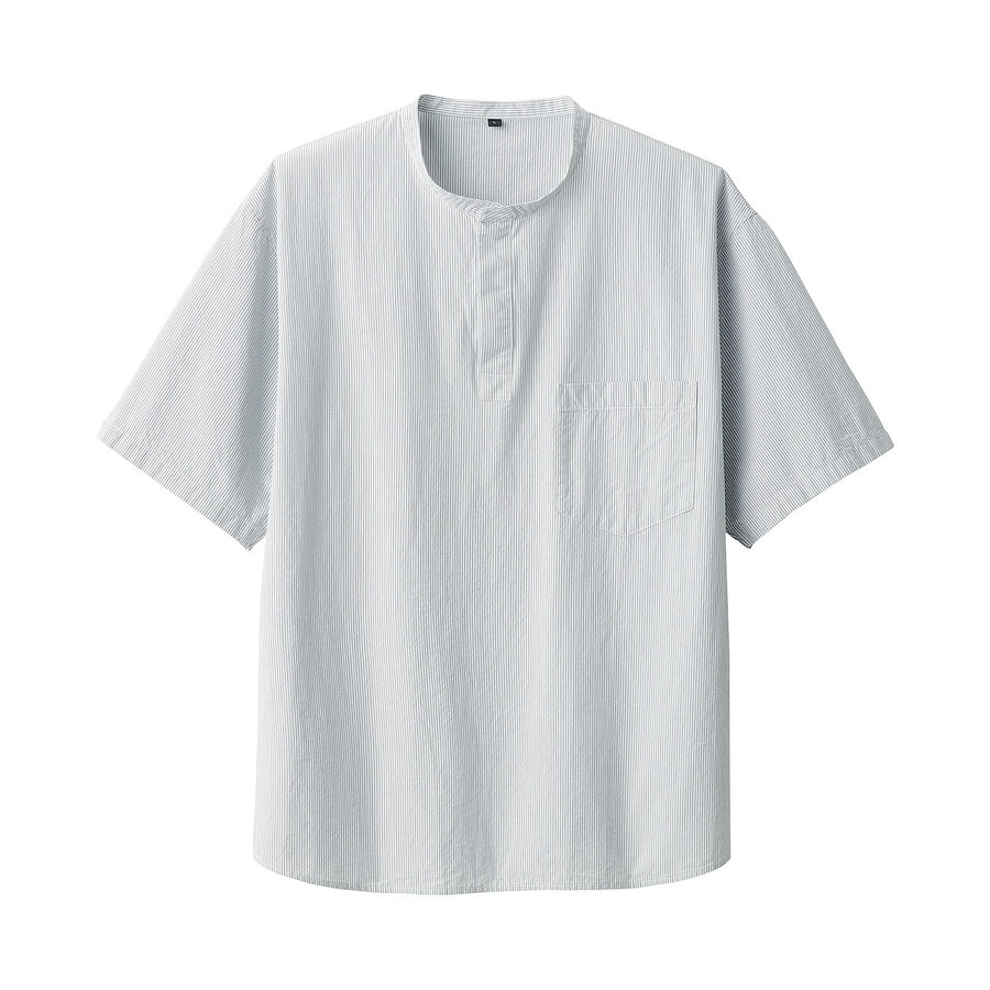 M's Cool touch woven henley neck S/S T-shirtWhiteXS