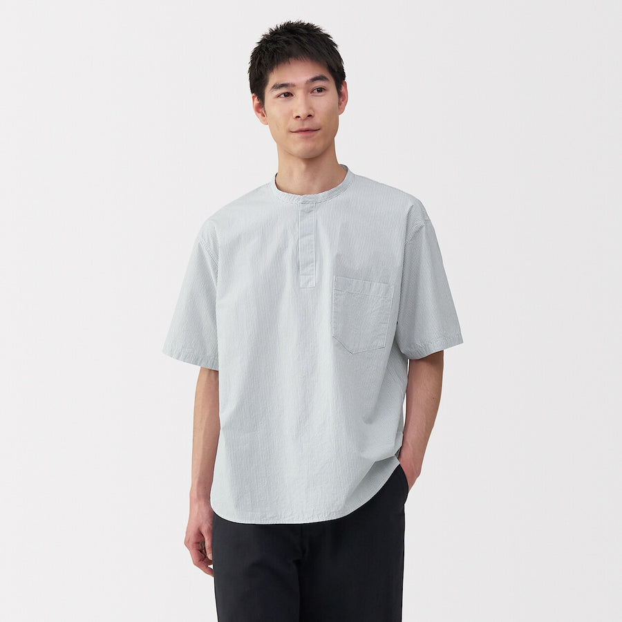 M's Cool touch woven henley neck S/S T-shirtWhiteXS