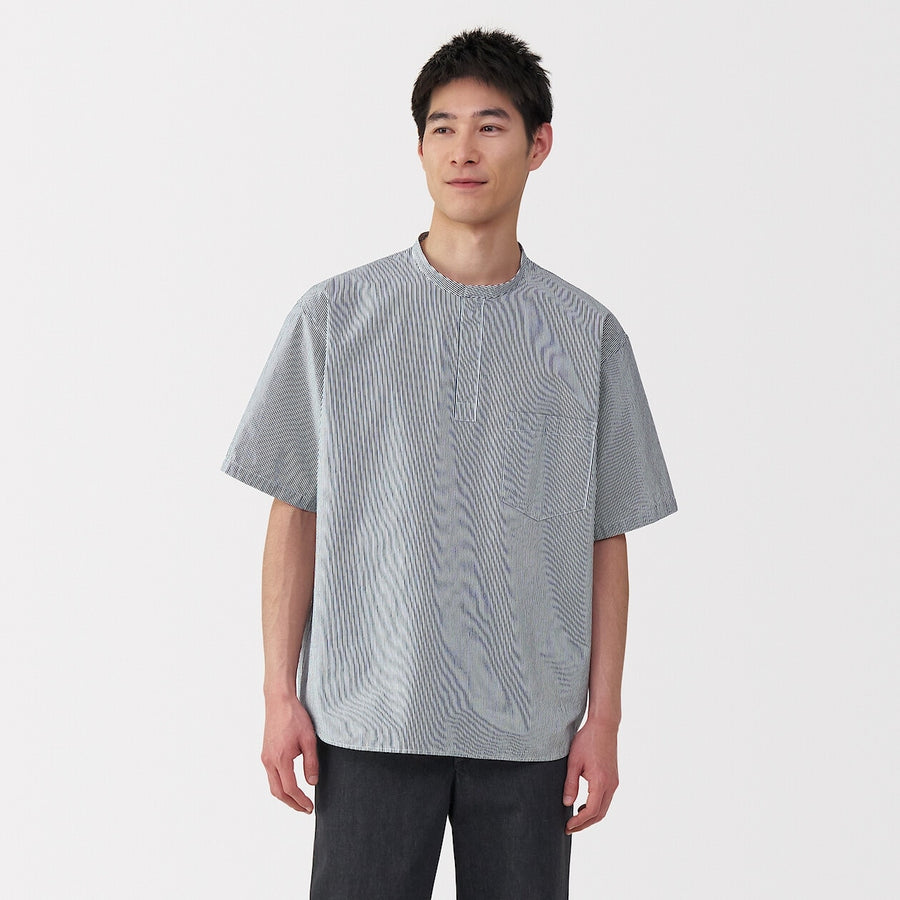 M's Cool touch woven henley neck S/S T-shirtWhiteXS