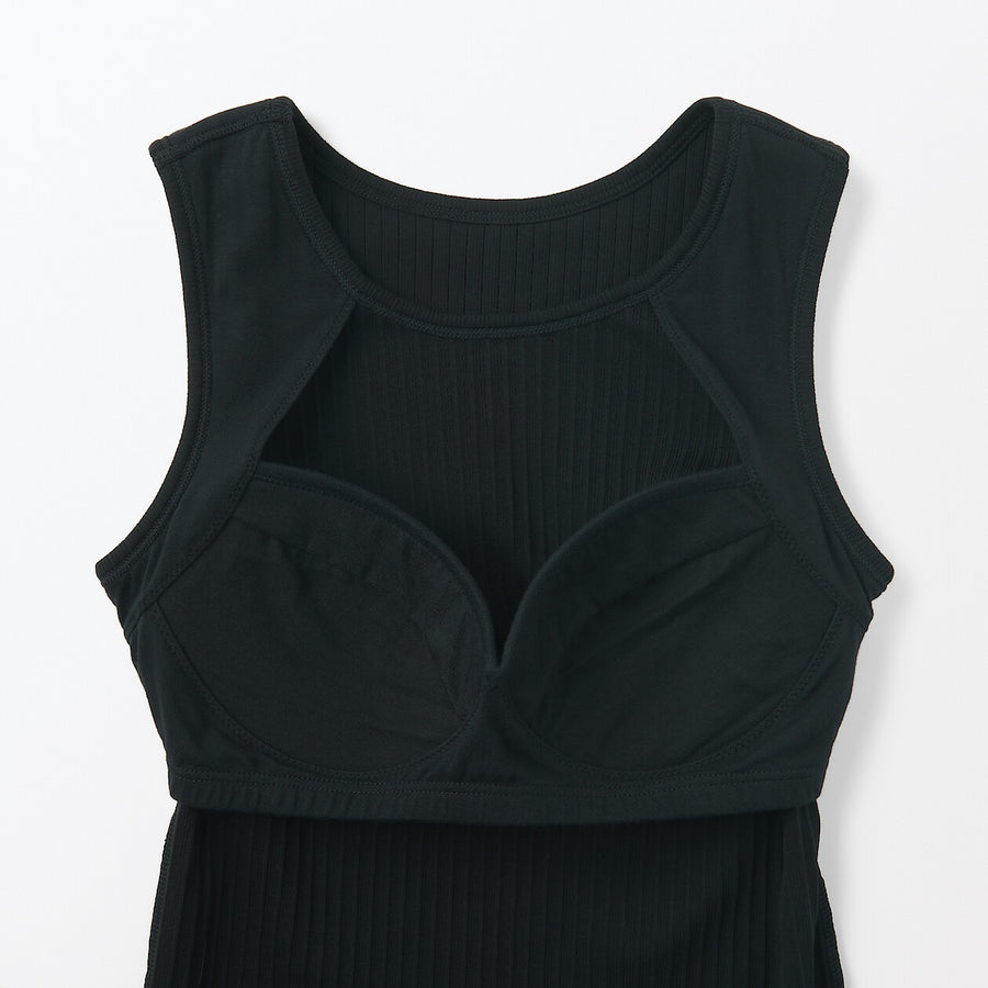 W's Cotton stretch ribbed bra tanktop BlackXS