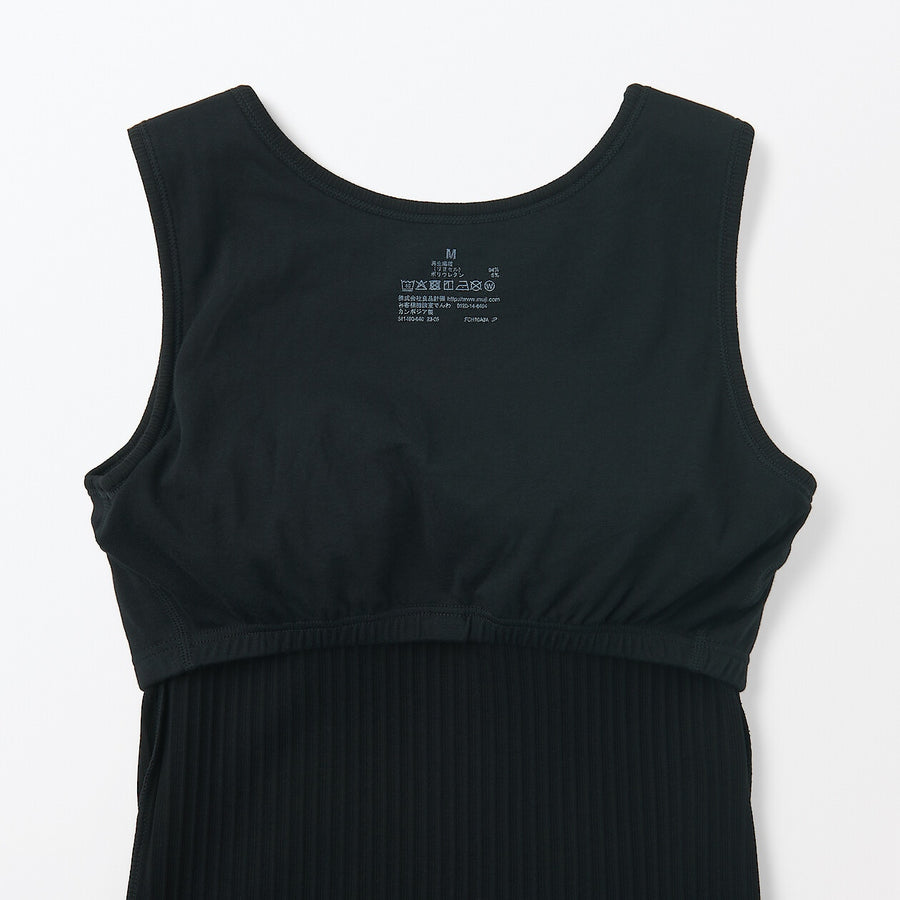 W's Cotton stretch ribbed bra tanktop BlackXS