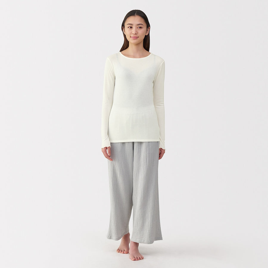 W's Silk blended sheer T-shirt Off WhiteXS