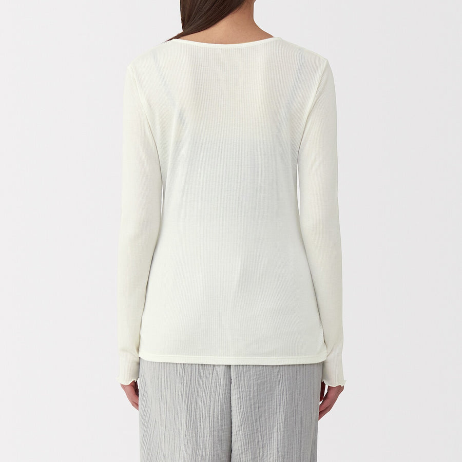 W's Silk blended sheer T-shirt Off WhiteXS