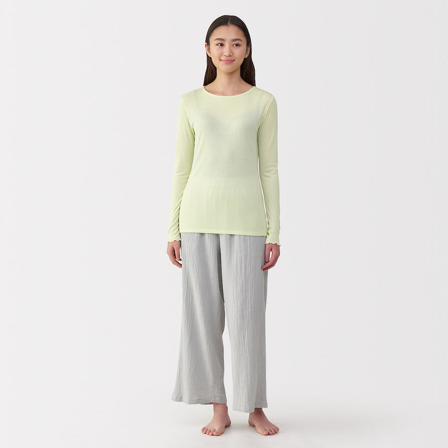 W's Silk blended sheer T-shirt Off WhiteXS