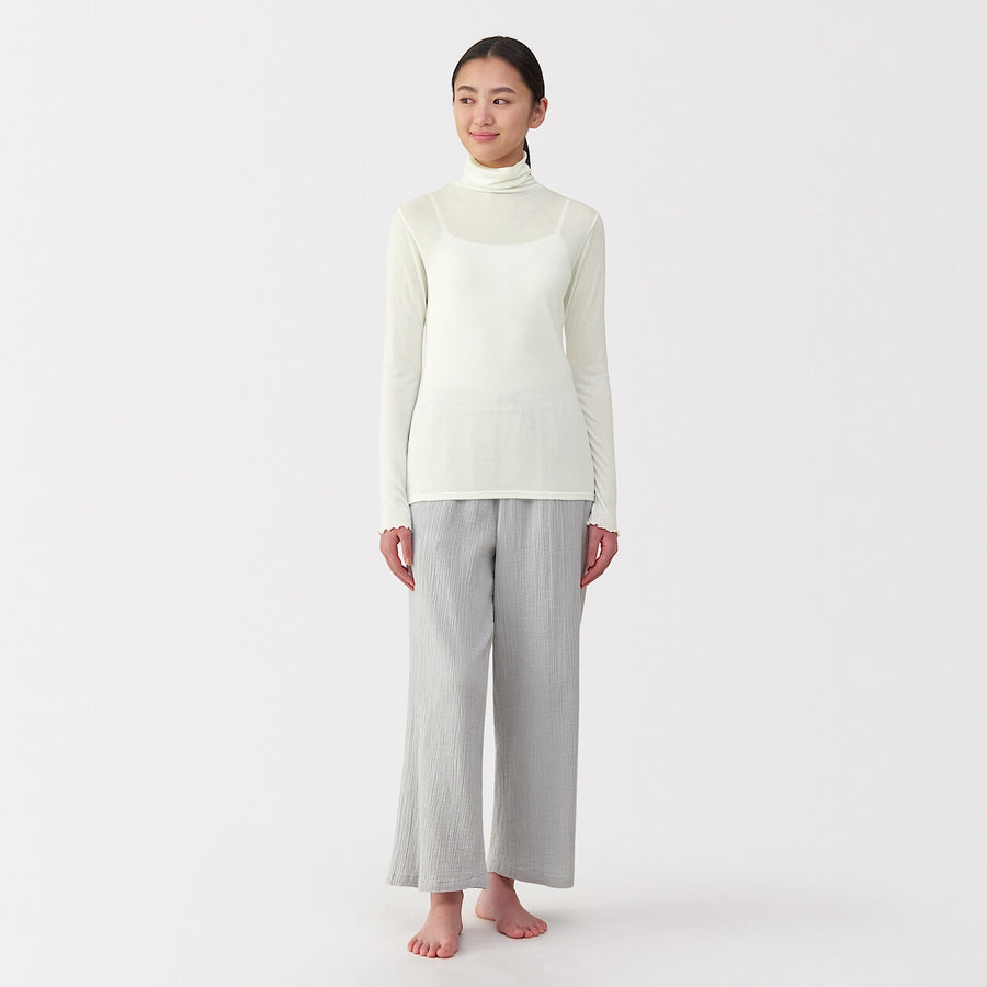W's Silk blended sheer turtle neck T-shirtOff WhiteXS