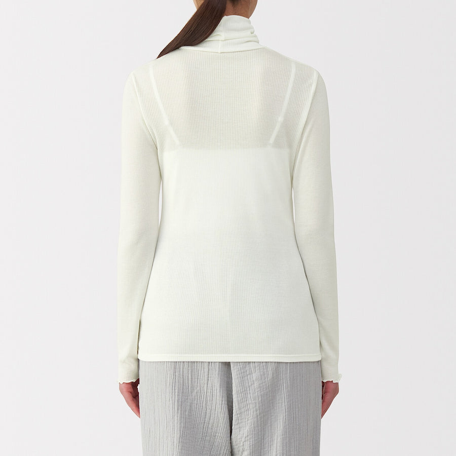 W's Silk blended sheer turtle neck T-shirtOff WhiteXS