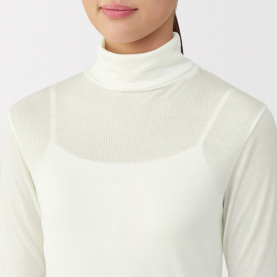 W's Silk blended sheer turtle neck T-shirtOff WhiteXS