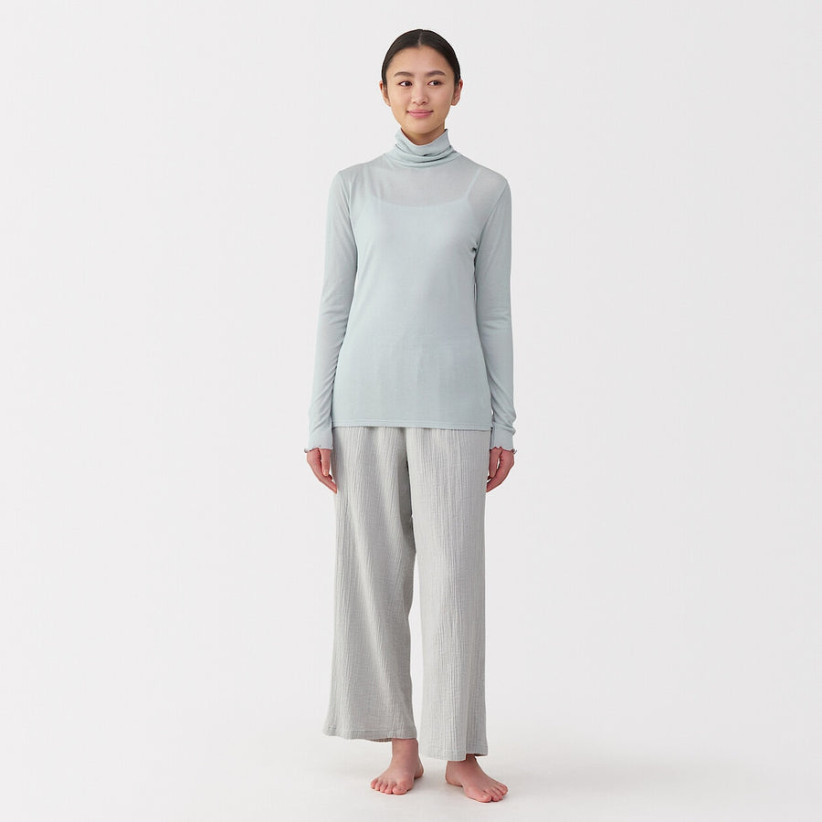 W's Silk blended sheer turtle neck T-shirtOff WhiteXS