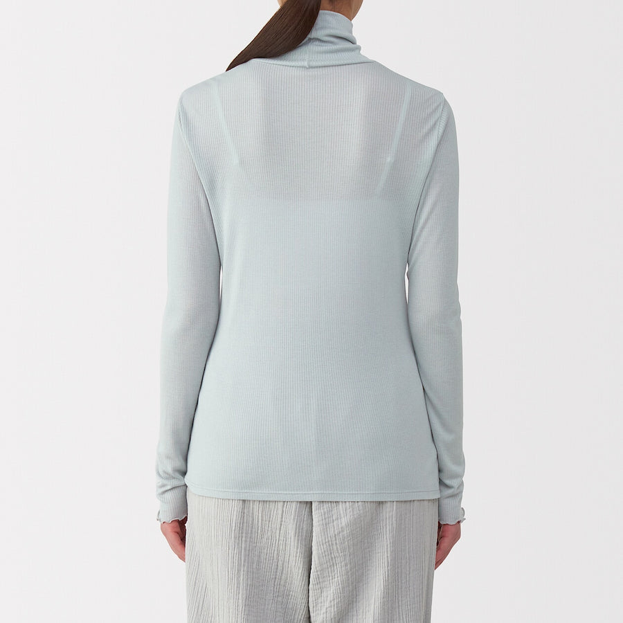 W's Silk blended sheer turtle neck T-shirtOff WhiteXS