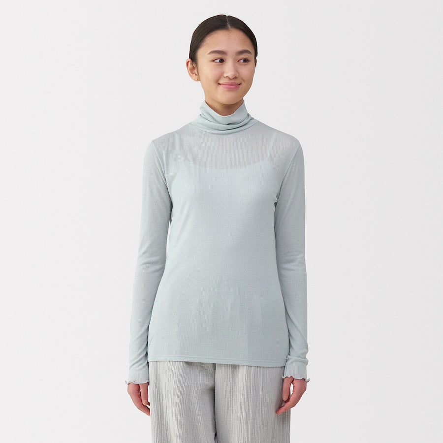 W's Silk blended sheer turtle neck T-shirtOff WhiteXS