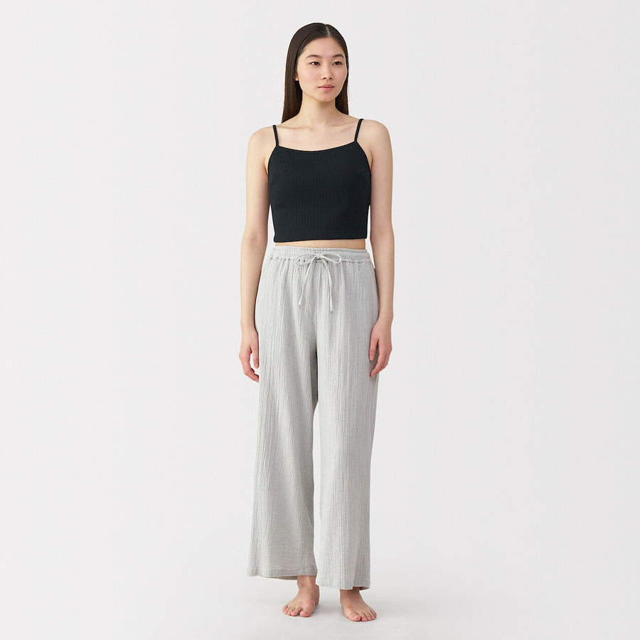 W's Cotton stretch ribbed cropped bra camisole Black