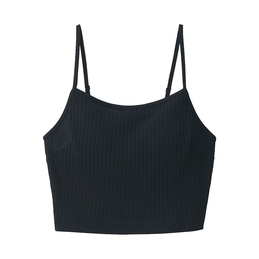 W's Cotton stretch ribbed cropped bra camisole Black