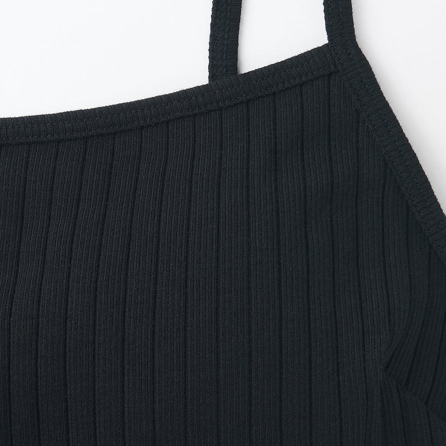W's Cotton stretch ribbed cropped bra camisole Black