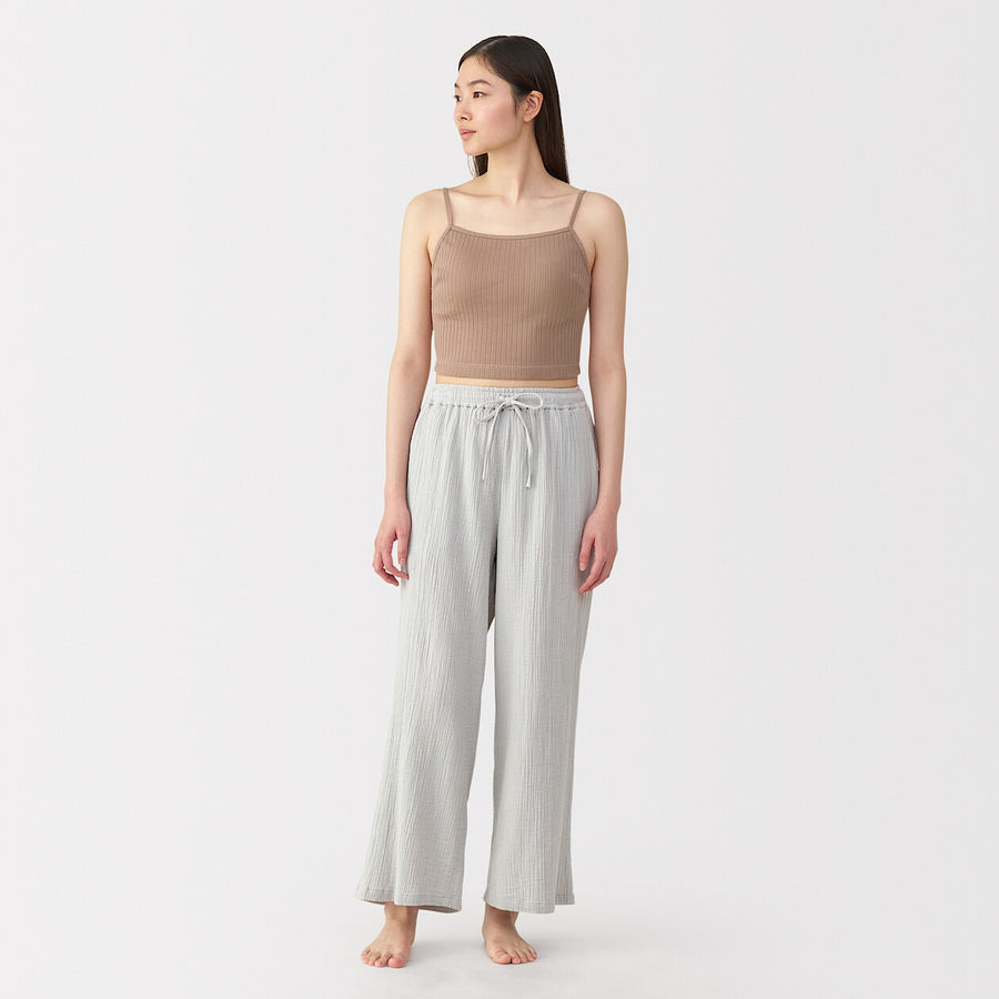 W's Cotton stretch ribbed cropped bra camisole Black