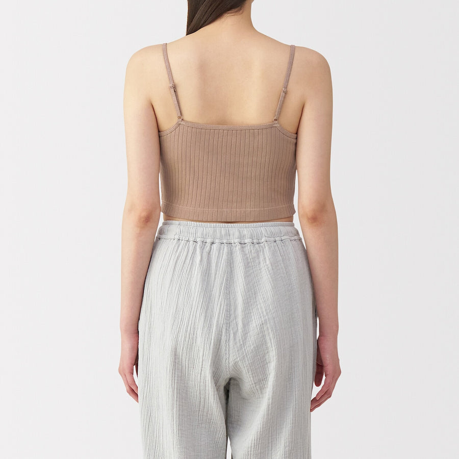 W's Cotton stretch ribbed cropped bra camisole Black