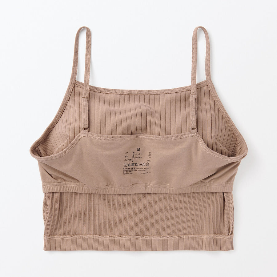W's Cotton stretch ribbed cropped bra camisole Black