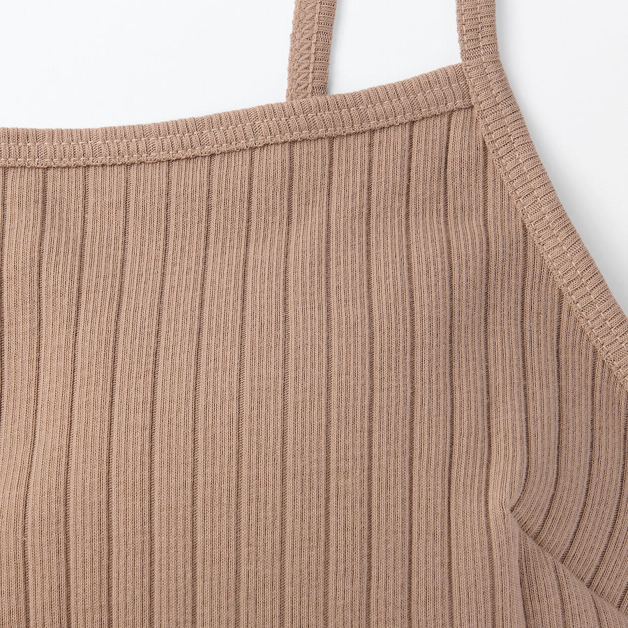 W's Cotton stretch ribbed cropped bra camisole Black