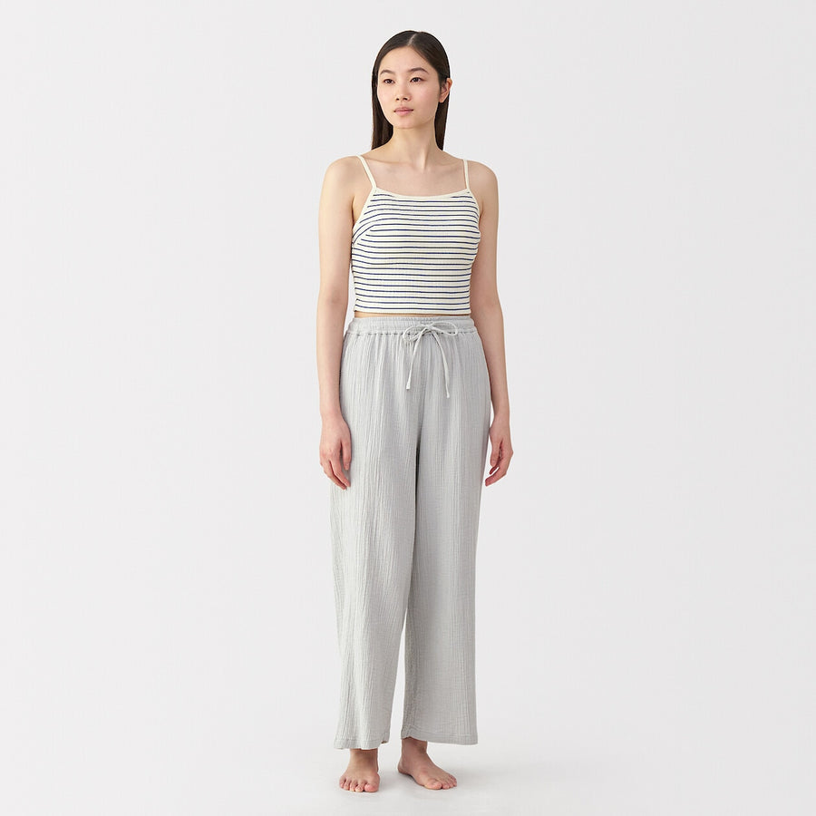 W's Cotton stretch ribbed cropped bra camisole Black