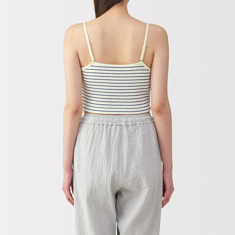 W's Cotton stretch ribbed cropped bra camisole Black