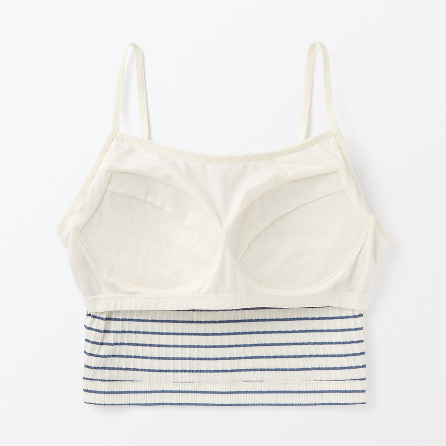 W's Cotton stretch ribbed cropped bra camisole Black