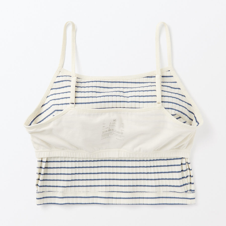 W's Cotton stretch ribbed cropped bra camisole Black