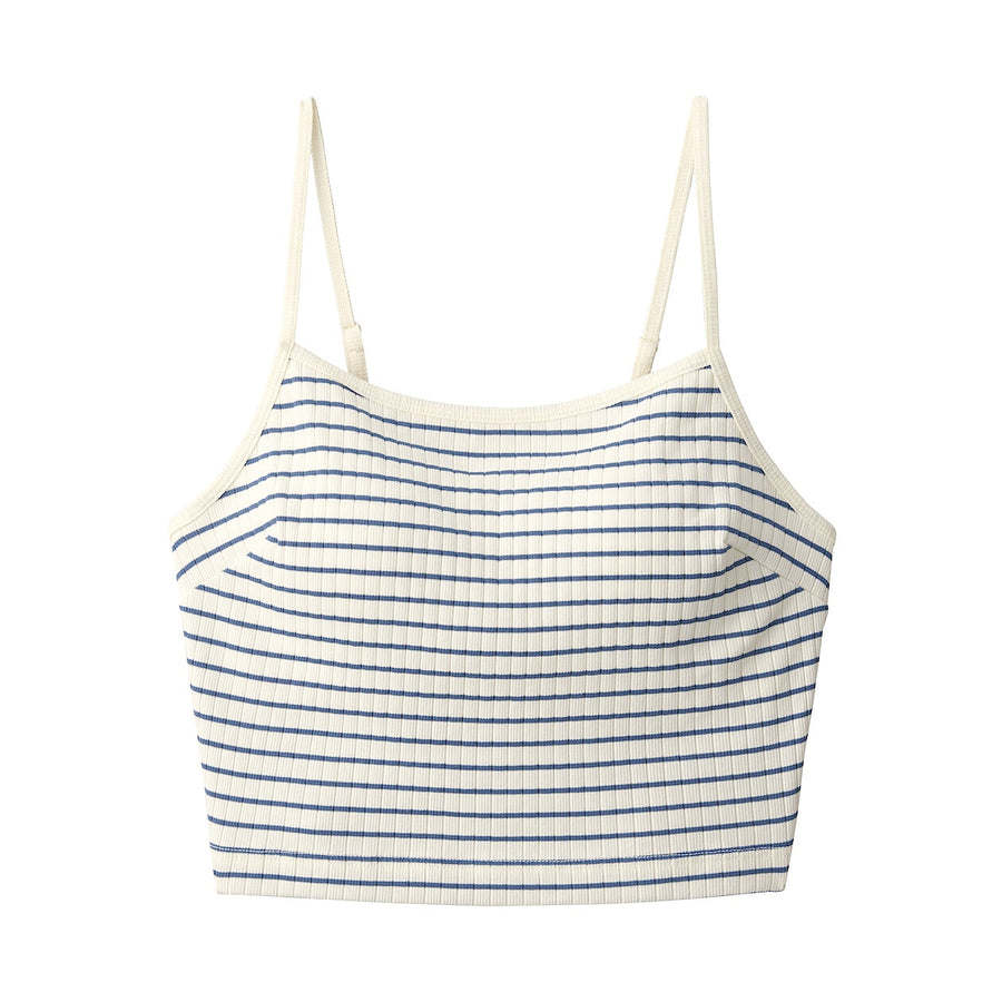 W's Cotton stretch ribbed cropped bra camisole Black