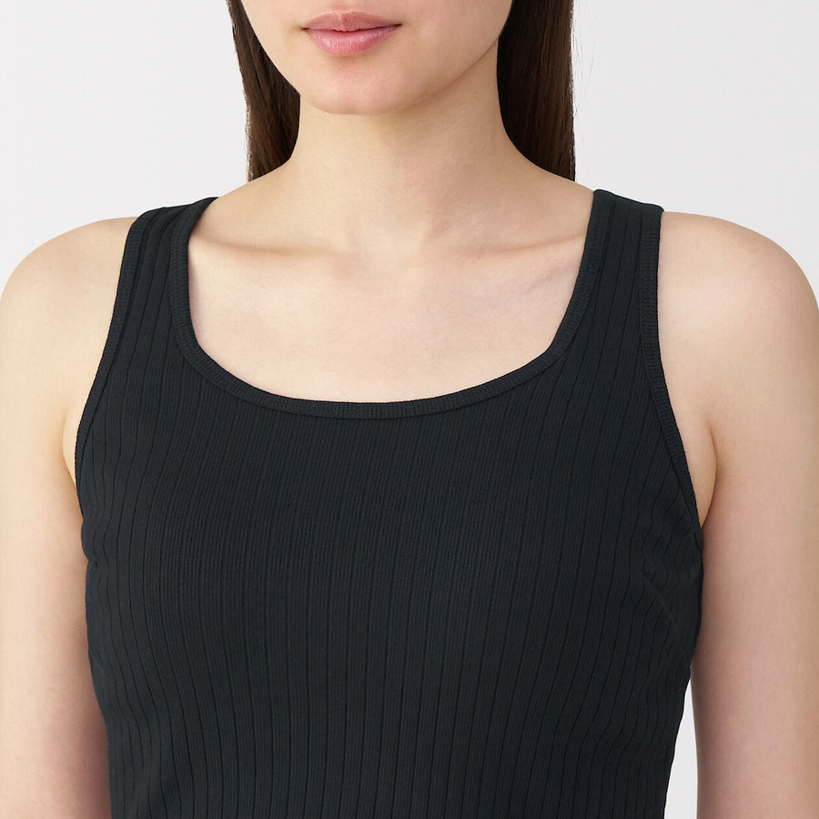 W's Cotton stretch ribbed cropped bra tanktop Black