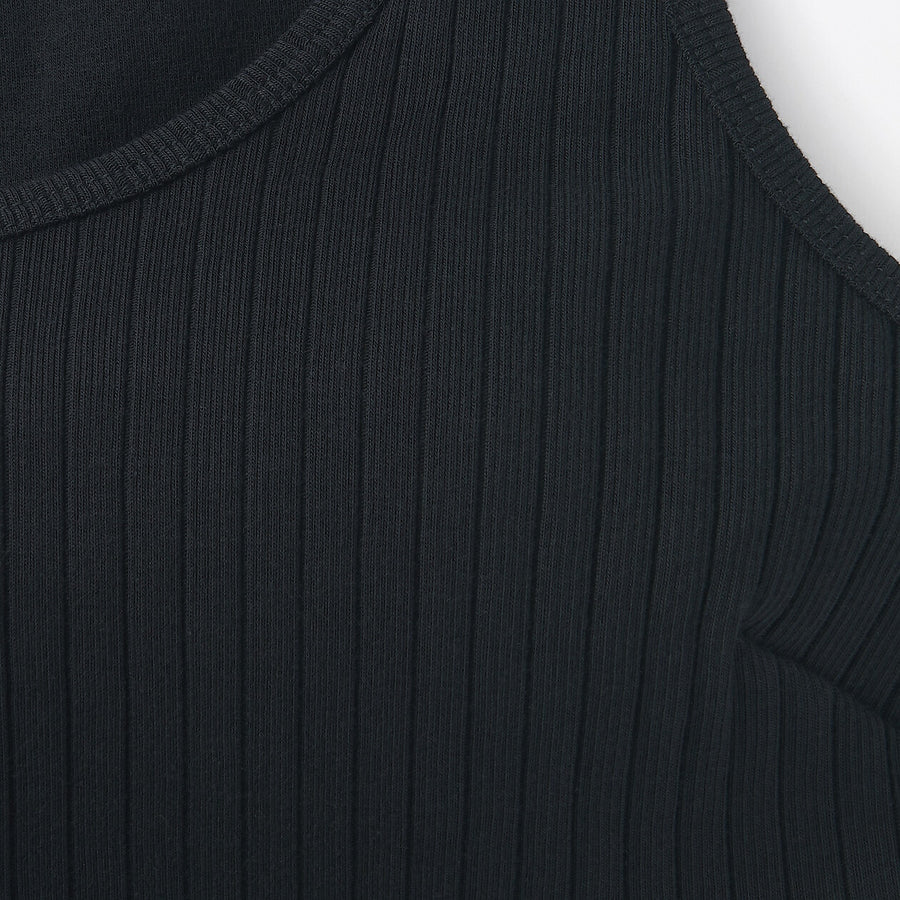W's Cotton stretch ribbed cropped bra tanktop Black