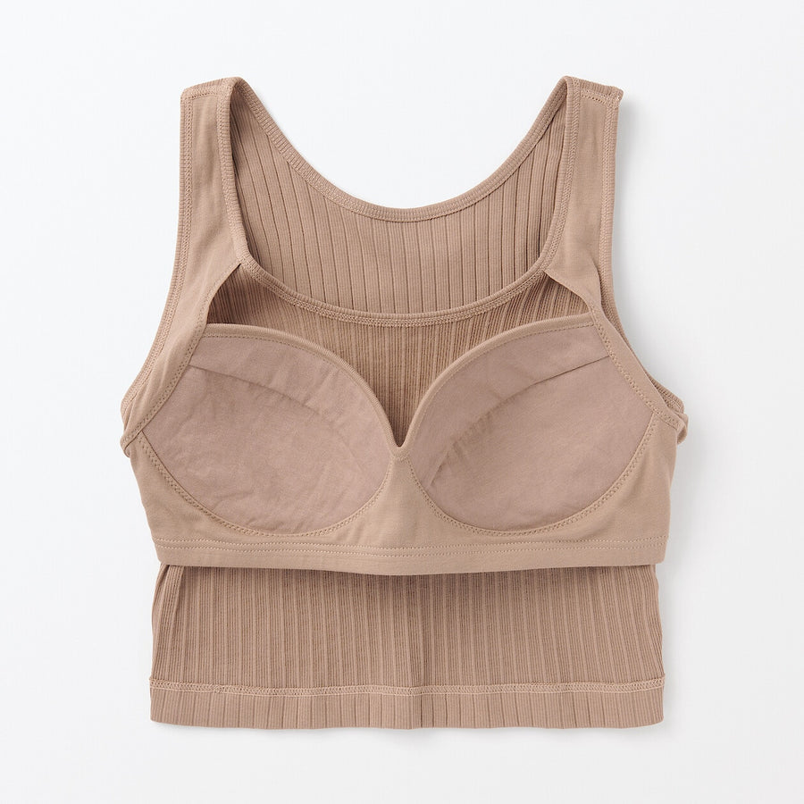 W's Cotton stretch ribbed cropped bra tanktop Black