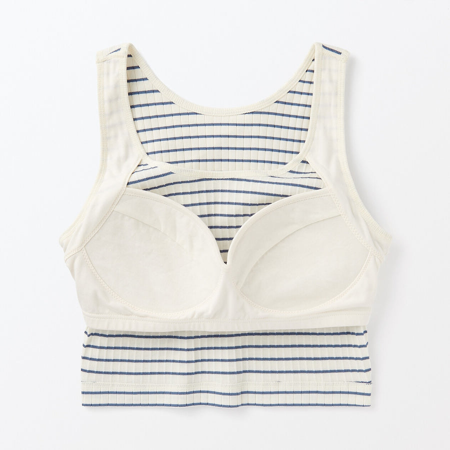 W's Cotton stretch ribbed cropped bra tanktop Black